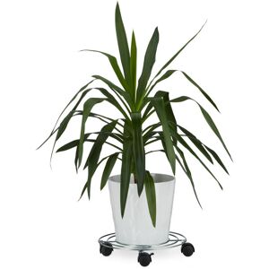 Relaxdays - Plant Caddy, with Brakes, Flower Roller, Round, Size: ca 6 x 32 x 32 cm, Silver Relaxdays - Plant Caddy, with Brakes, Flower Roller, Round, Size: ca 6 x 32 x 32 cm, Silver