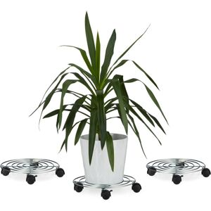 Relaxdays Plant Caddy, 3x Set, with Brakes, Flower Roller, Round, Steel, Stand, H x W x D: 6 x 32 x 32 cm, Silver Relaxdays Plant Caddy, 3x Set, with Brakes, Flower Roller, Round, Steel, Stand, H x W x D: 6 x 32 x 32 cm, Silver