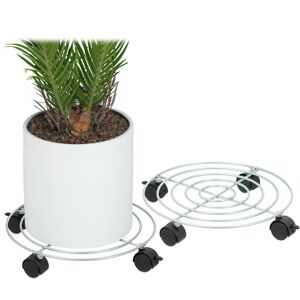 Relaxdays Set of 2 Plant Roller, Ø 32 cm, Flower Pot Coaster with Castors, 30 kg Capacity each, Steel, Indoors, Silver Relaxdays Set of 2 Plant Roller, Ø 32 cm, Flower Pot Coaster with Castors, 30 kg Capacity each, Steel, Indoors, Silver