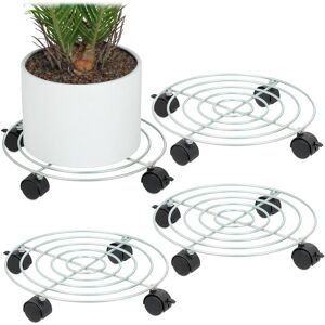Relaxdays Set of 4 Plant Roller, Ø 32 cm, Flower Pot Coaster with Castors, 30 kg Capacity each, Steel, Indoors, Silver Relaxdays Set of 4 Plant Roller, Ø 32 cm, Flower Pot Coaster with Castors, 30 kg Capacity each, Steel, Indoors, Silver