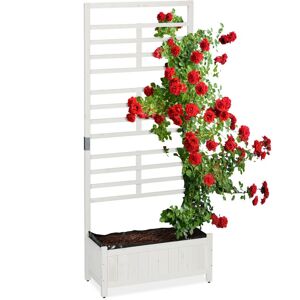 Relaxdays Planter Box with Trellis, Balcony & Garden, Wooden Flower Pot, Privacy Screen, HWD: 171 x 71.5 x 32 cm, White Relaxdays Planter Box with Trellis, Balcony & Garden, Wooden Flower Pot, Privacy Screen, HWD: 171 x 71.5 x 32 cm, White