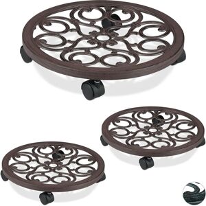 Set of 3 Relaxdays Round Plant Caddies, Metal Flower Pot Roller for Indoors & Outdoors, Antique Look, Ø 38 cm, Brown Set of 3 Relaxdays Round Plant Caddies, Metal Flower Pot Roller for Indoors & Outdoors, Antique Look, Ø 38 cm, Brown