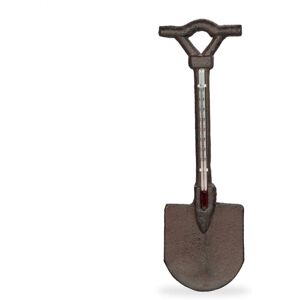 Thermometer, Spade, Outdoor, Garden, Decoration, Read Temperature, Wall Ornament, Decor, HxW: 30 x 9 cm, Brown - Relaxdays Thermometer, Spade, Outdoor, Garden, Decoration, Read Temperature, Wall Ornament, Decor, HxW: 30 x 9 cm, Brown - Relaxdays