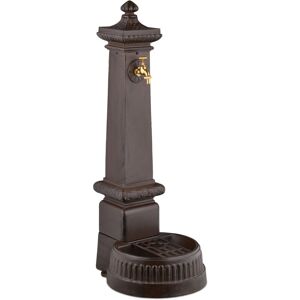 Column Fountain, Garden Water Featue, with Tap & Basin, HxWxD: 100x44.5x38 cm, Standing Patio Ornament, Brown - Relaxdays Column Fountain, Garden Water Featue, with Tap & Basin, HxWxD: 100x44.5x38 cm, Standing Patio Ornament, Brown - Relaxdays