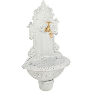 Wall Fountain, Vintage Design, Basin & Water Tap, for Garden & Patio, hwd: 61 x 35 x 18 cm, Cast Iron, White - Relaxdays Wall Fountain, Vintage Design, Basin & Water Tap, for Garden & Patio, hwd: 61 x 35 x 18 cm, Cast Iron, White - Relaxdays