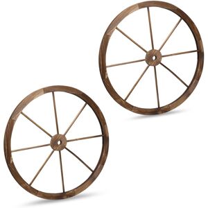 Wooden wagon wheel, 2 pack, decor for garden, patio, veranda, rustic spoked wheel, saloon, western, brown - Relaxdays Wooden wagon wheel, 2 pack, decor for garden, patio, veranda, rustic spoked wheel, saloon, western, brown - Relaxdays