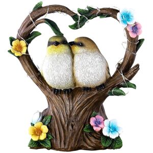 TLILY Resin Garden Heart Bird Statues Figurines Ornament with Solar Light Love Miniature Sculpture for Patio Yard Decor TLILY Resin Garden Heart Bird Statues Figurines Ornament with Solar Light Love Miniature Sculpture for Patio Yard Decor
