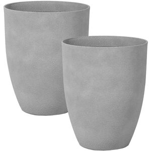 BELIANI Set of 2 Plant Pots CROTON 43 cm Grey BELIANI Set of 2 Plant Pots CROTON 43 cm Grey