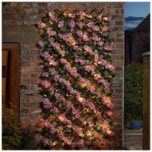 GARDEN MILE Solar In-Lit Pink Blossom Trellis Leaves and Flowers Artificial Leaf Trellis Panel Spring and Summer Garden Decoration Light Up Climbing Faux Plants GARDEN MILE Solar In-Lit Pink Blossom Trellis Leaves and Flowers Artificial Leaf Trellis Panel Spring and Summer Garden Decoration Light Up Climbing Faux Plants