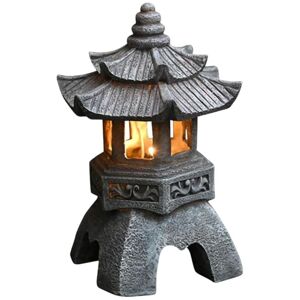 Gotrays - Solar Powered Pagoda Lantern Statues, Japanese Style Pagoda Light Garden Ornaments, Decorative Self-Contained Luminous Vintage Pagoda for Gotrays - Solar Powered Pagoda Lantern Statues, Japanese Style Pagoda Light Garden Ornaments, Decorative Self-Contained Luminous Vintage Pagoda for