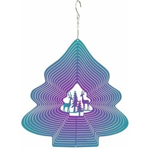 DEWDAT Stainless Steel Wind Spinner, Indoor Outdoor Decor, 3D Color Christmas Tree 360 Degree Hanging Garden Decoration Metal Wind Spinner DEWDAT Stainless Steel Wind Spinner, Indoor Outdoor Decor, 3D Color Christmas Tree 360 Degree Hanging Garden Decoration Metal Wind Spinner