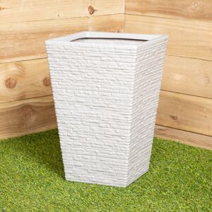 Samuel Alexander - 45cm Tall Plastic Slate Effect Garden Patio Planter in Stone Samuel Alexander - 45cm Tall Plastic Slate Effect Garden Patio Planter in Stone