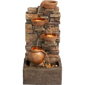 72.3 cm Outdoor 4-Tier Stacked Stone Cascading Water Fountain with led Lights, Brown - Teamson Home 72.3 cm Outdoor 4-Tier Stacked Stone Cascading Water Fountain with led Lights, Brown - Teamson Home