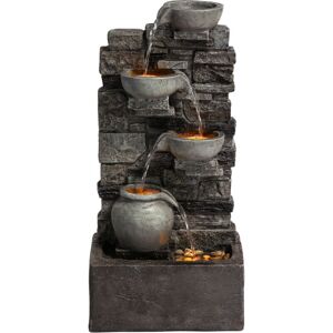 Teamson Home 72.3 cm Outdoor 4-Tier Stacked Stone Cascading Water Fountain with LED Lights, Gray Teamson Home 72.3 cm Outdoor 4-Tier Stacked Stone Cascading Water Fountain with LED Lights, Gray