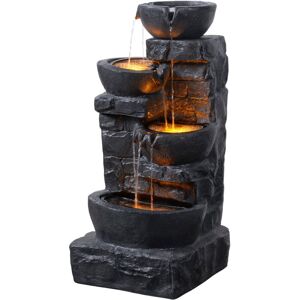 Garden Outdoor Water Feature 4 Tier Cascading Bowl Water Fountain With Warm led Lights Dark Grey - Teamson Home Garden Outdoor Water Feature 4 Tier Cascading Bowl Water Fountain With Warm led Lights Dark Grey - Teamson Home