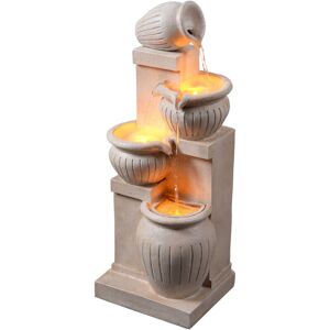 Teamson Home Garden Outdoor Water Feature Solar Powered 4-Tier Cascading Bowl Water Fountain With LED Lights Natural Finish Teamson Home Garden Outdoor Water Feature Solar Powered 4-Tier Cascading Bowl Water Fountain With LED Lights Natural Finish