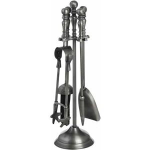 Traditional Companion Set in Antique Pewter - Nickel - L12 x W12 x H48 cm - Silver Traditional Companion Set in Antique Pewter - Nickel - L12 x W12 x H48 cm - Silver