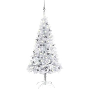 Artificial Pre-lit Christmas Tree with Ball Set Silver 120 cm PET vidaXL Artificial Pre-lit Christmas Tree with Ball Set Silver 120 cm PET vidaXL