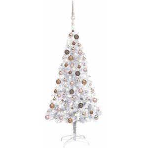 Artificial Pre-lit Christmas Tree with Ball Set Silver 120 cm PET vidaXL Artificial Pre-lit Christmas Tree with Ball Set Silver 120 cm PET vidaXL