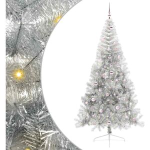 Artificial Pre-lit Christmas Tree Silver 240 cm PET vidaXL Artificial Pre-lit Christmas Tree Silver 240 cm PET vidaXL