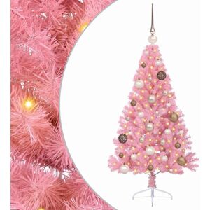 Artificial Pre-lit Christmas Tree with 150 LEDs Pink 120 cm PVC vidaXL Artificial Pre-lit Christmas Tree with 150 LEDs Pink 120 cm PVC vidaXL