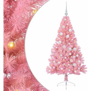 Artificial Pre-lit Christmas Tree with 150 LEDs Pink 120 cm PVC vidaXL Artificial Pre-lit Christmas Tree with 150 LEDs Pink 120 cm PVC vidaXL