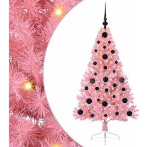 Artificial Pre-lit Christmas Tree with 150 LEDs Pink 120 cm PVC vidaXL Artificial Pre-lit Christmas Tree with 150 LEDs Pink 120 cm PVC vidaXL