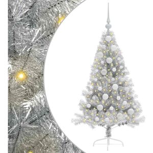 Artificial Pre-lit Christmas Tree Silver 120 cm PET vidaXL Artificial Pre-lit Christmas Tree Silver 120 cm PET vidaXL
