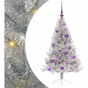 Artificial Pre-lit Christmas Tree Silver 120 cm PET vidaXL Artificial Pre-lit Christmas Tree Silver 120 cm PET vidaXL