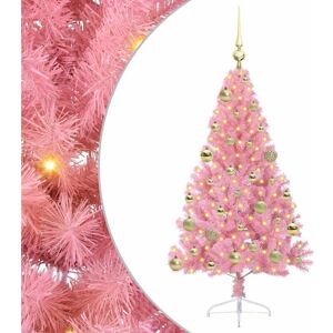 Artificial Pre-lit Christmas Tree with 150 LEDs Pink 120 cm PVC vidaXL Artificial Pre-lit Christmas Tree with 150 LEDs Pink 120 cm PVC vidaXL