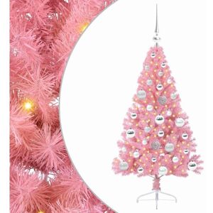 Artificial Pre-lit Christmas Tree with 150 LEDs Pink 120 cm PVC vidaXL Artificial Pre-lit Christmas Tree with 150 LEDs Pink 120 cm PVC vidaXL