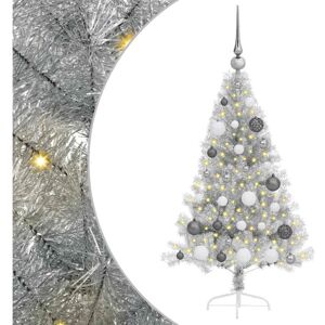 Artificial Pre-lit Christmas Tree Silver 120 cm PET vidaXL Artificial Pre-lit Christmas Tree Silver 120 cm PET vidaXL