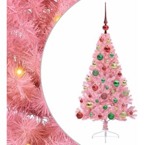 Artificial Pre-lit Christmas Tree with 150 LEDs Pink 120 cm PVC vidaXL Artificial Pre-lit Christmas Tree with 150 LEDs Pink 120 cm PVC vidaXL