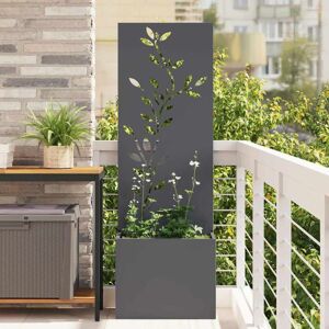 Garden Planter with Decorative Panel Anthracite 50 x 140 cm Vidaxl Garden Planter with Decorative Panel Anthracite 50 x 140 cm Vidaxl