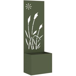 vidaXL Flower pot with decorative panel olive green 50 x 140 cm - Flower pot vidaXL Flower pot with decorative panel olive green 50 x 140 cm - Flower pot