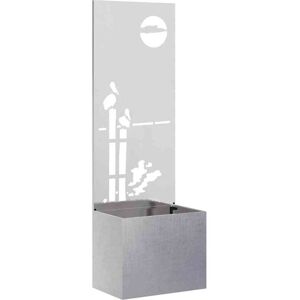 vidaXL Flower pot with decorative panel silver 50 x 140 cm stainless steel - Flower Pot vidaXL Flower pot with decorative panel silver 50 x 140 cm stainless steel - Flower Pot