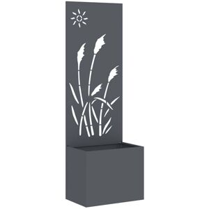 Garden Planter with Decorative Panel Anthracite 50 x 140 cm Vidaxl Garden Planter with Decorative Panel Anthracite 50 x 140 cm Vidaxl