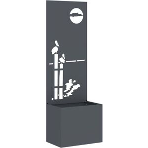 Garden Planter with Decorative Panel Anthracite 50 x 140 cm Vidaxl Garden Planter with Decorative Panel Anthracite 50 x 140 cm Vidaxl