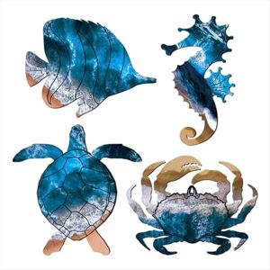TLILY Wall Sculptures Metal Outdoor Art Decor, Beach Pool Sea Decor Theme with Turtle Fish Crab TLILY Wall Sculptures Metal Outdoor Art Decor, Beach Pool Sea Decor Theme with Turtle Fish Crab