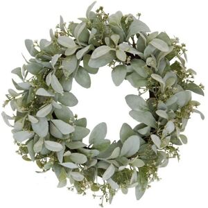 Winter Wreath with Lambs Ear and Wax Flower - Plastic - L23 x W45 x H45 cm - White Winter Wreath with Lambs Ear and Wax Flower - Plastic - L23 x W45 x H45 cm - White