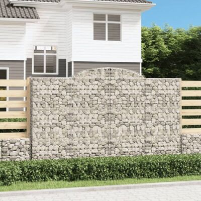 vidaXL Galvanized Steel Arch Gabion Baskets - 300x30x180/200cm vidaXL Galvanized Steel Arch Gabion Baskets - 300x30x180/200cm