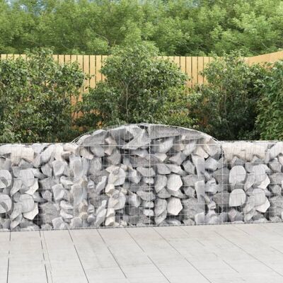vidaXL Arched Gabion Basket - 11 pcs, 300x50x80/100 cm, Galvanised Iron - Garden Decor vidaXL Arched Gabion Basket - 11 pcs, 300x50x80/100 cm, Galvanised Iron - Garden Decor