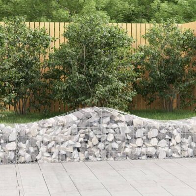 vidaXL Arched Gabion Baskets 200x50x40/60 cm Galvanised Iron - Gabion Basket vidaXL Arched Gabion Baskets 200x50x40/60 cm Galvanised Iron - Gabion Basket