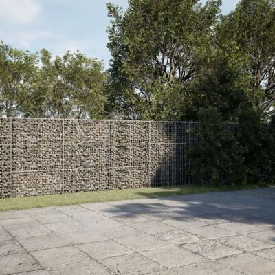 vidaXL Galvanized Gabion Basket with Cover 1000x100x150 cm - Outdoor Garden Decor vidaXL Galvanized Gabion Basket with Cover 1000x100x150 cm - Outdoor Garden Decor