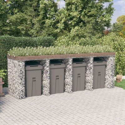 vidaXL Galvanised Iron Gabion Wall for Garbage Bin - Garden Decor vidaXL Galvanised Iron Gabion Wall for Garbage Bin - Garden Decor