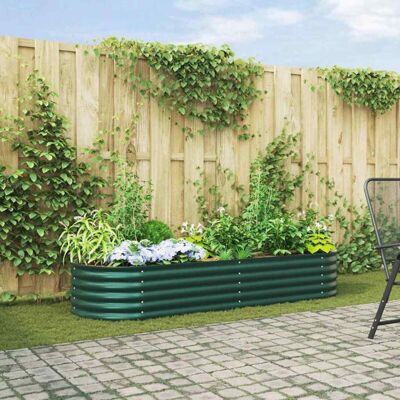 vidaXL Garden Raised Bed Green Galvanized Steel - 240x80x44 cm - Garden Bed vidaXL Garden Raised Bed Green Galvanized Steel - 240x80x44 cm - Garden Bed