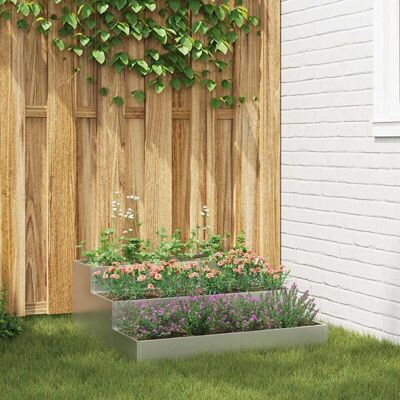 vidaXL Garden Plant Container - Fire-zinc-coated steel - 90x90x35 cm - Modern grey - Plant Container vidaXL Garden Plant Container - Fire-zinc-coated steel - 90x90x35 cm - Modern grey - Plant Container