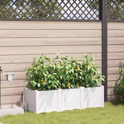 VidaXL Garden Planters with Watering System 3 pcs White VidaXL Garden Planters with Watering System 3 pcs White