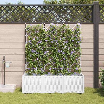Vidasxl Garden Planters with Irrigation System 3 pcs White Vidasxl Garden Planters with Irrigation System 3 pcs White