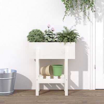 vidaXL White Pine Garden Planter 62x30x69 cm - Garden Planter vidaXL White Pine Garden Planter 62x30x69 cm - Garden Planter